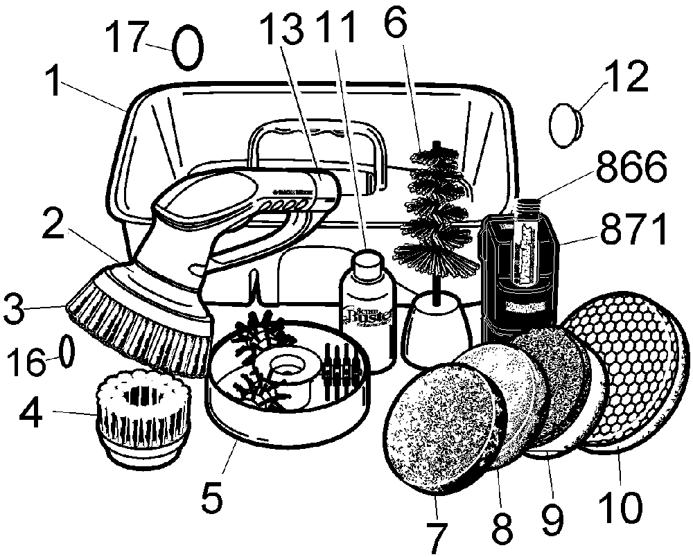 Exploded Diagram A Diagram and Parts List for S500-04 Type 1 Black and Decker Power Scrubber